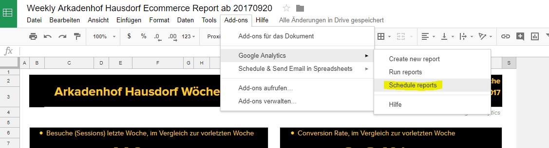 Google Analytics Spreadsheet Plugin Step 6