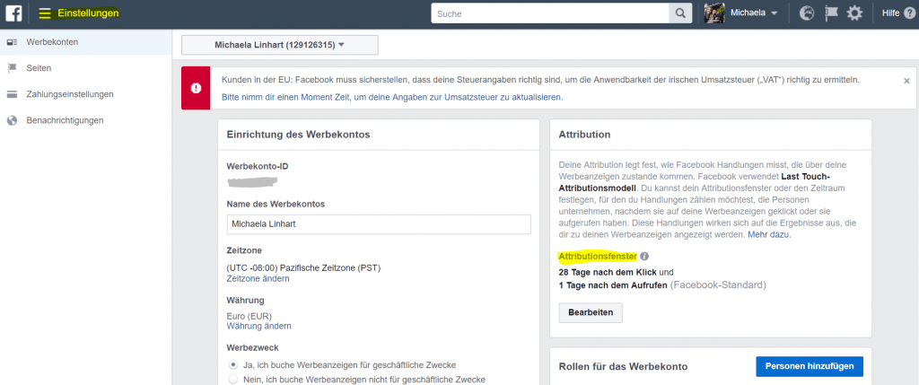 Facebook Werbeanzeigen Einstellungen