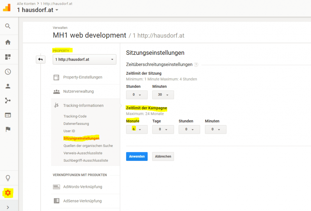 Google Analytics Zeitlimit der Kampagne